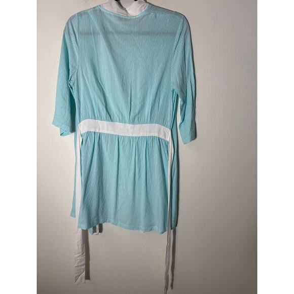 The royal standard The Catalina Collection Teal and White Stripe Short Robe S/M - Picture 2 of 2